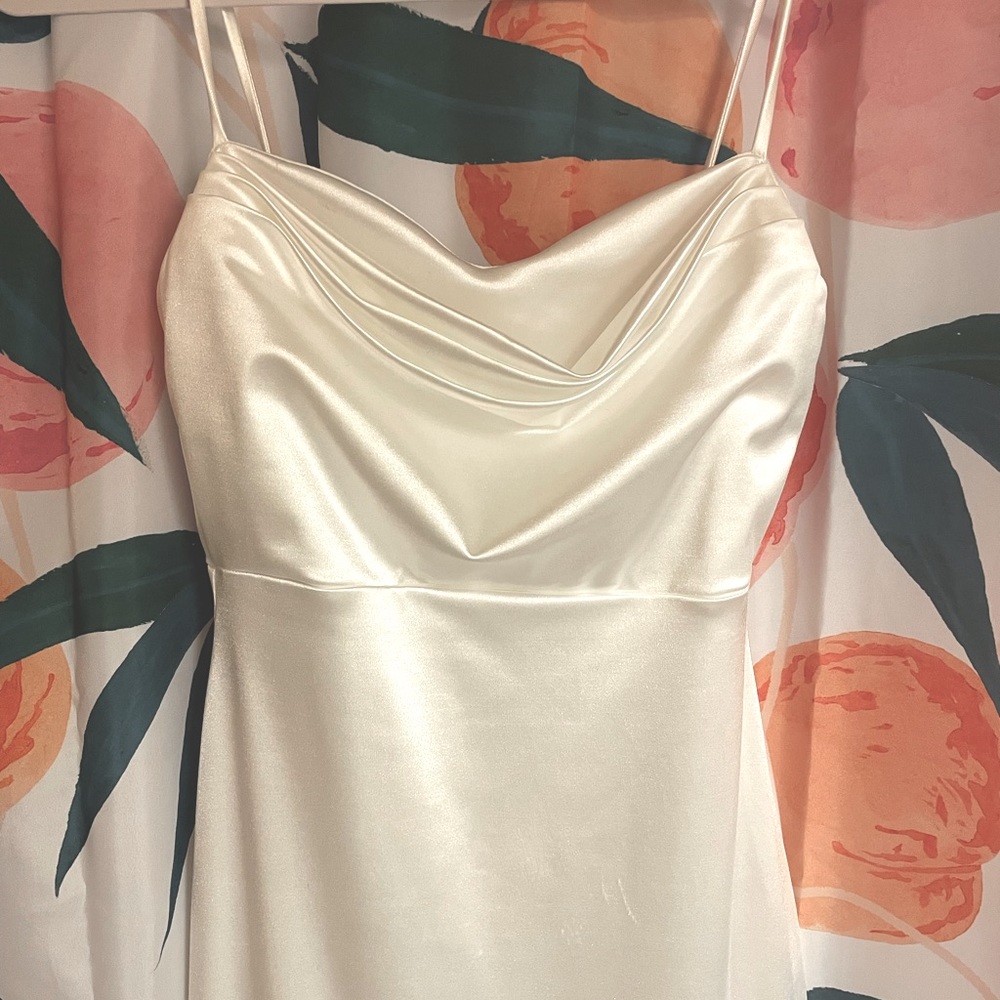 Satin white long dress